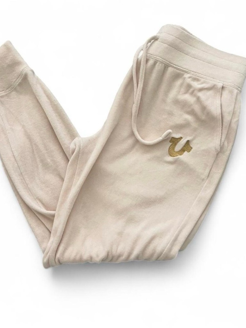 True Religion Cream Logo Sweatpants